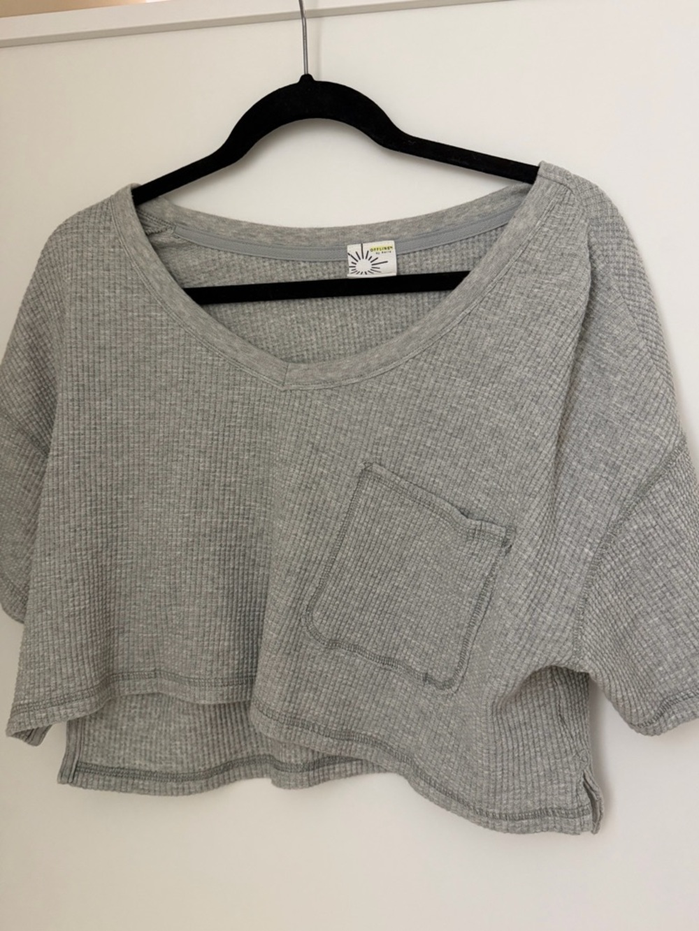AERIE OFFLINE | Wow! Waffle Pocket V-Neck Crop Top Tee Shirt